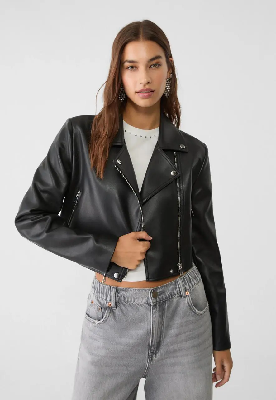 Jaqueta Feminina Punk Street Couro Outono/Inverno