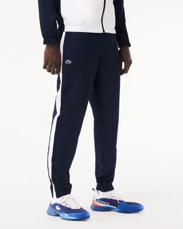 Conjunto Esportivo Masculino Preto Lacoste – Jaqueta e Calça em Tafetá Reciclado