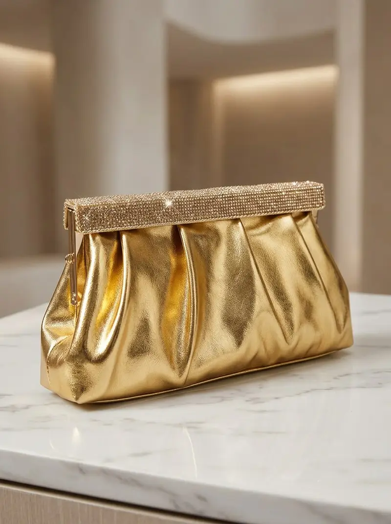 Carteira Cerimonial com Detalhe de Strass Dourado 🟠