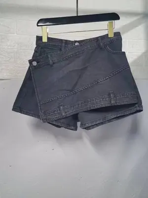 Skort Jeans Feminino Cintura Alta Estilo Coreano