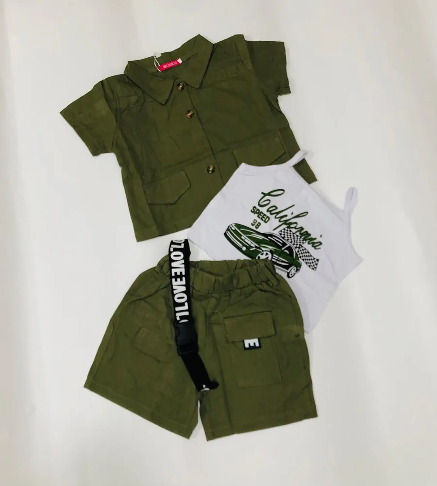 Conjunto Infantil Esportivo PASS 3PCs · Verde / Branco