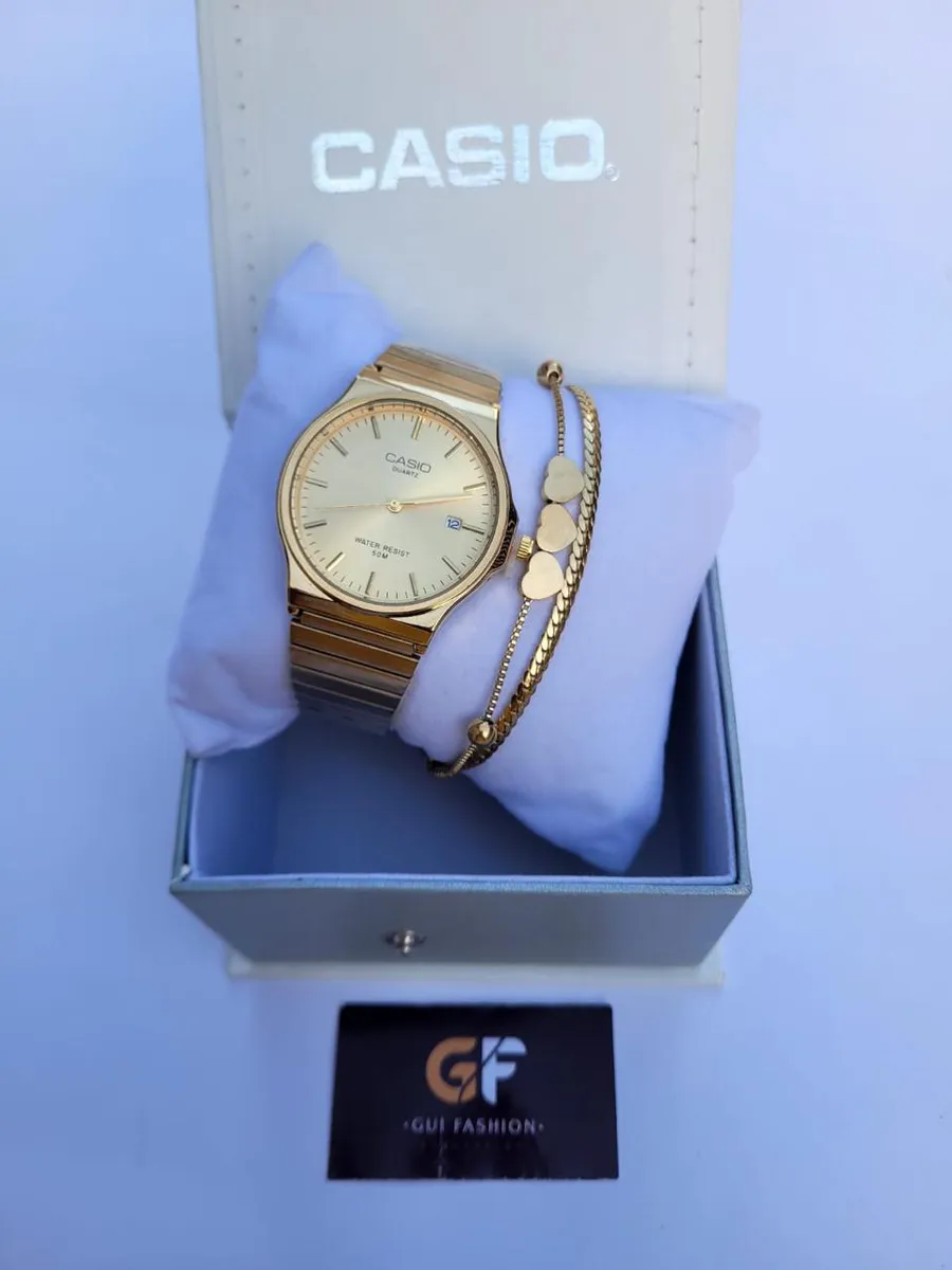 Relógio Casio Clássico Dourado com Pulseira Acessória
