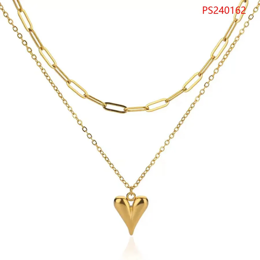 Colar de Ouro com Pingente em Forma de Coração Inoxidável