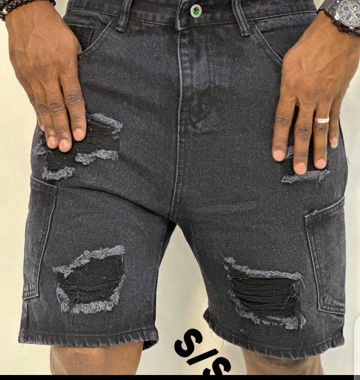 Shorts Denim Verde Estampado LV