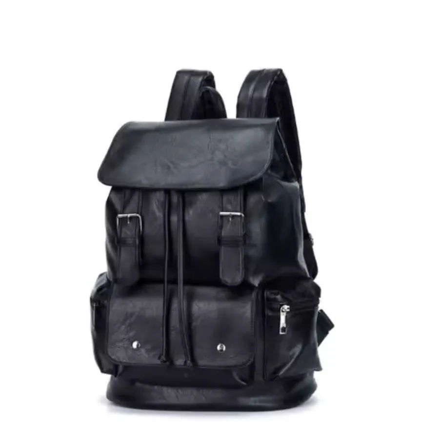 Mochila de Couro Elegante Preta
