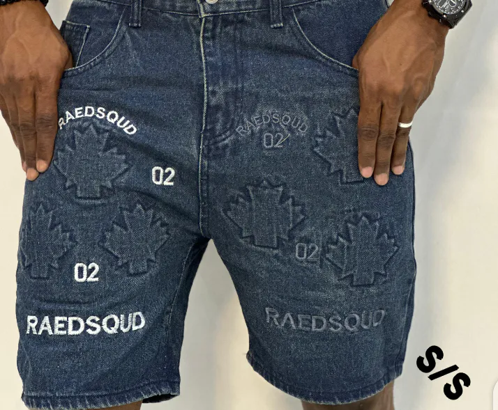 Shorts Denim Verde Estampado LV