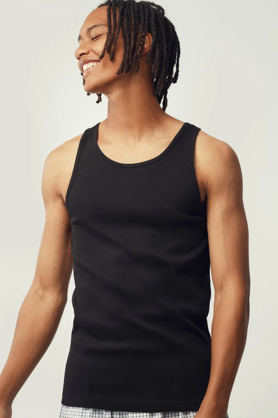 Top de alças Sleep em algodão · Homem · Preto · Modelo 2