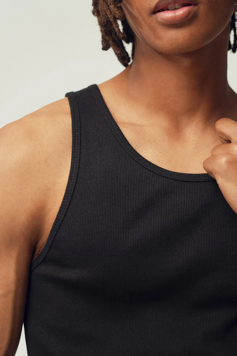 Top de alças Sleep em algodão · Homem · Preto · Modelo 2