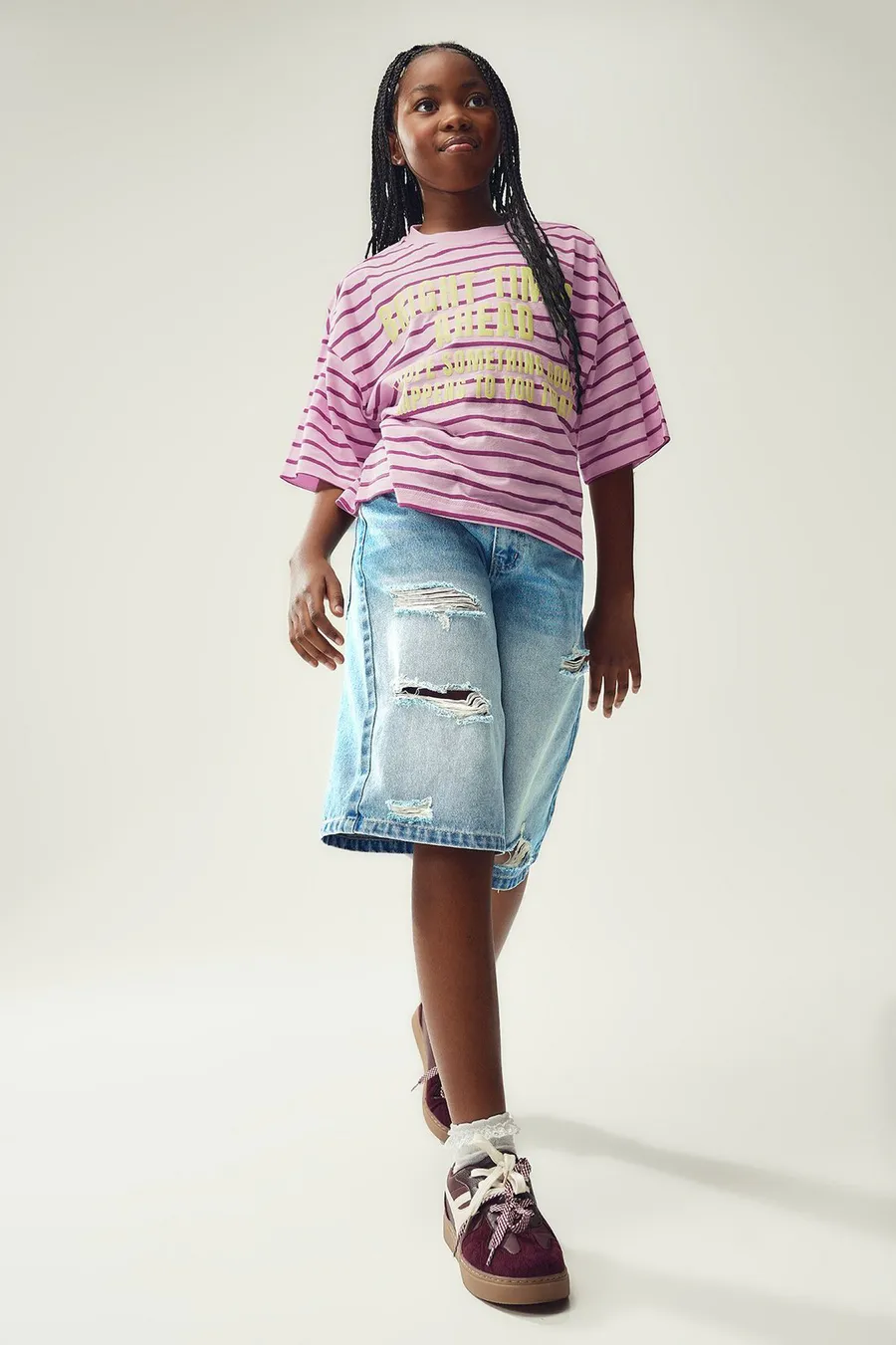 Calções de ganga Baggy · Menina