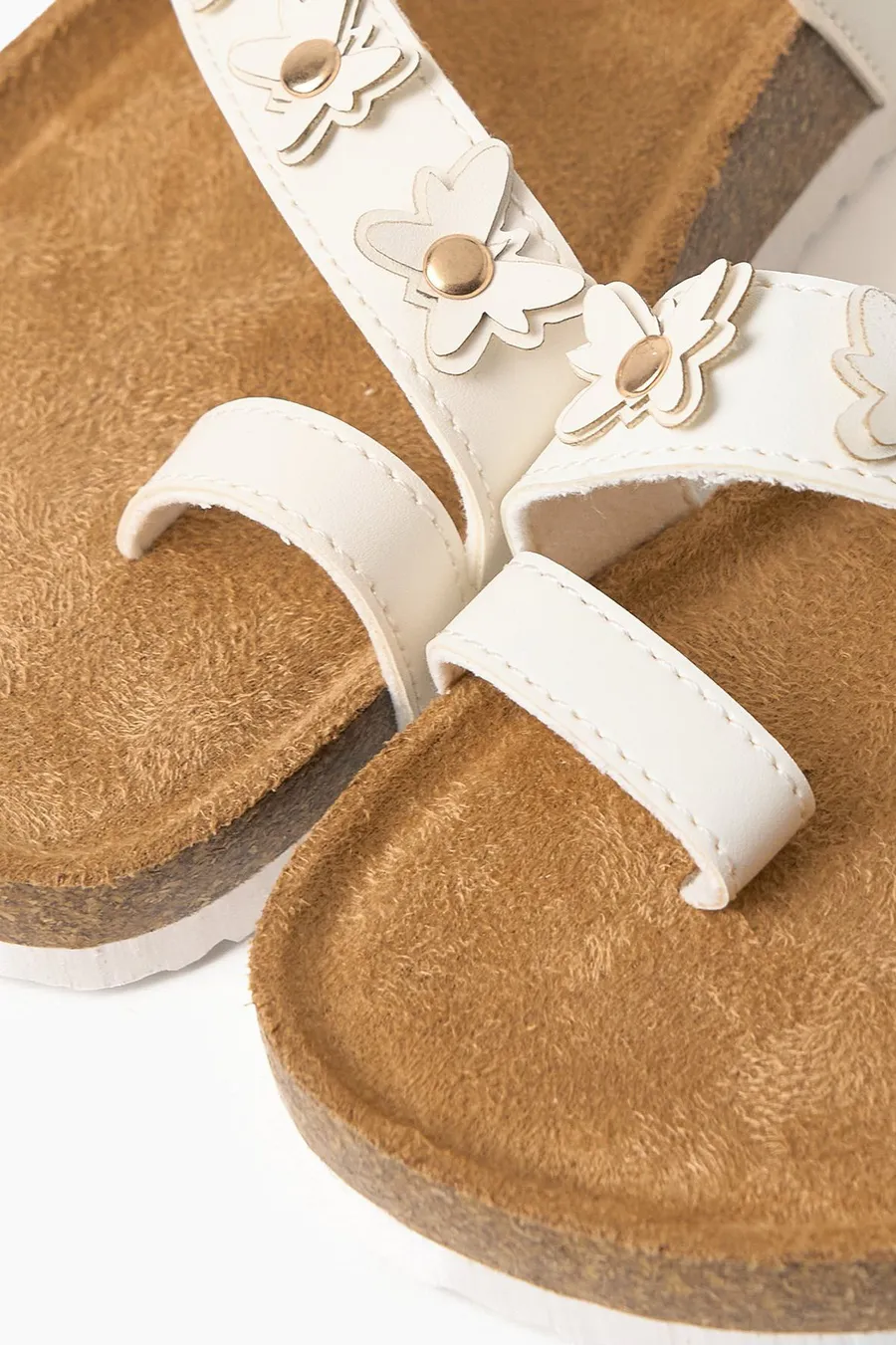 Sandálias Butterfly Thong em poliuretano · Criança · Branco Sujo