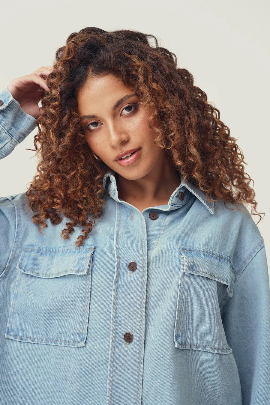 Camisa de ganga · Senhora · Azul · Modelo 2