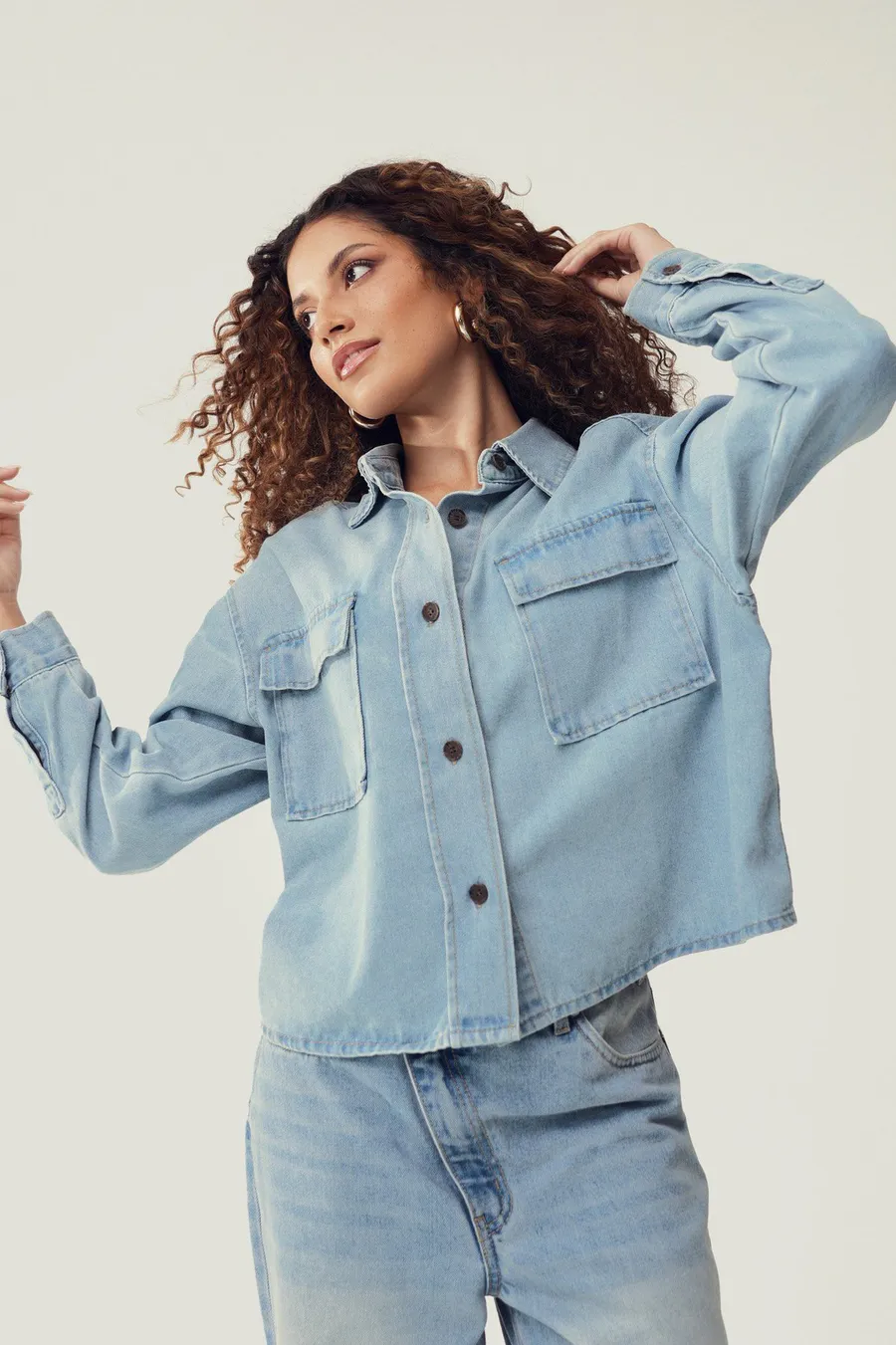 Camisa de ganga · Senhora · Azul · Modelo 2