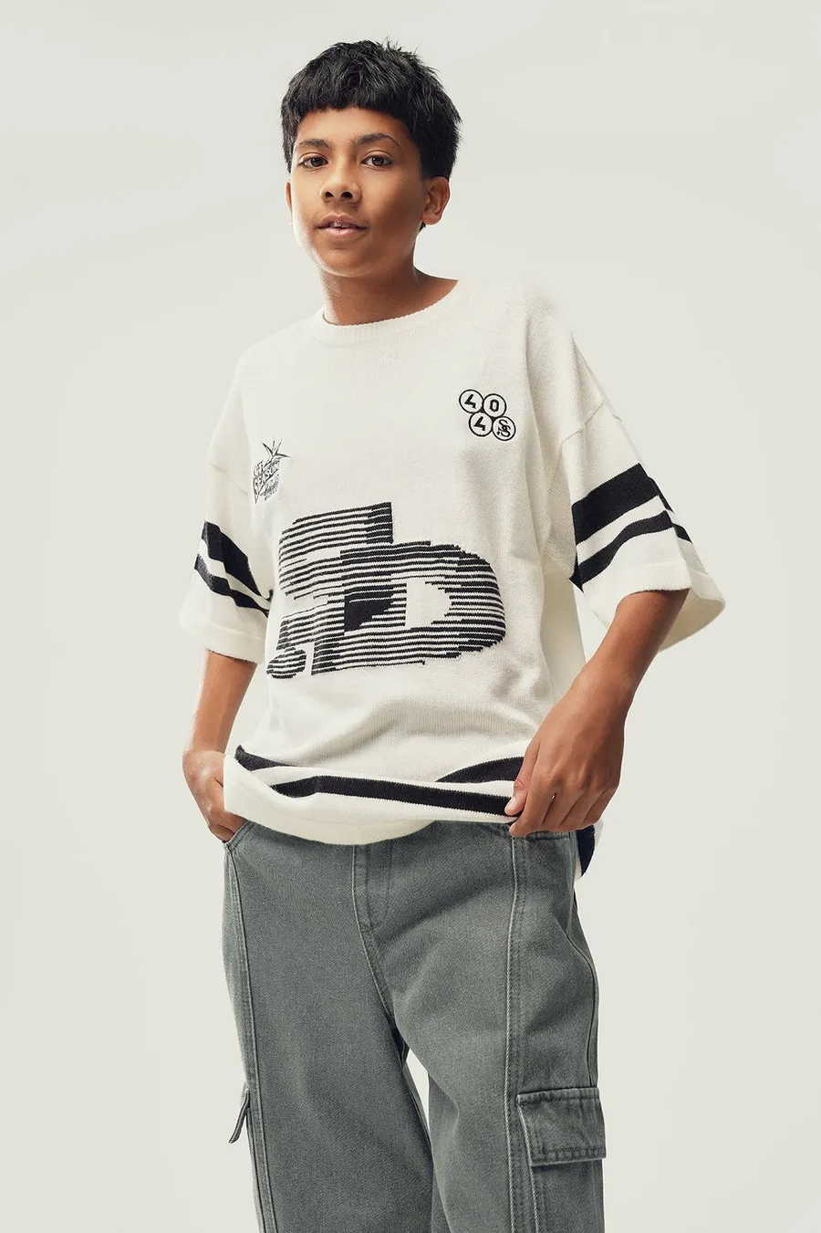 T-shirt de malha · Menino · Creme