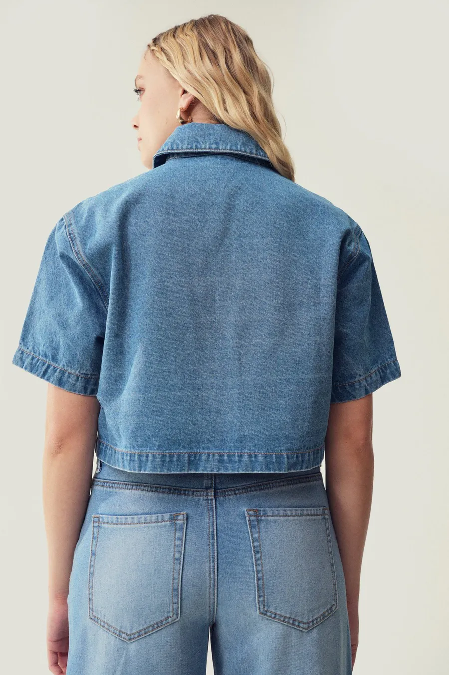 Camisa de ganga · Senhora · Creme