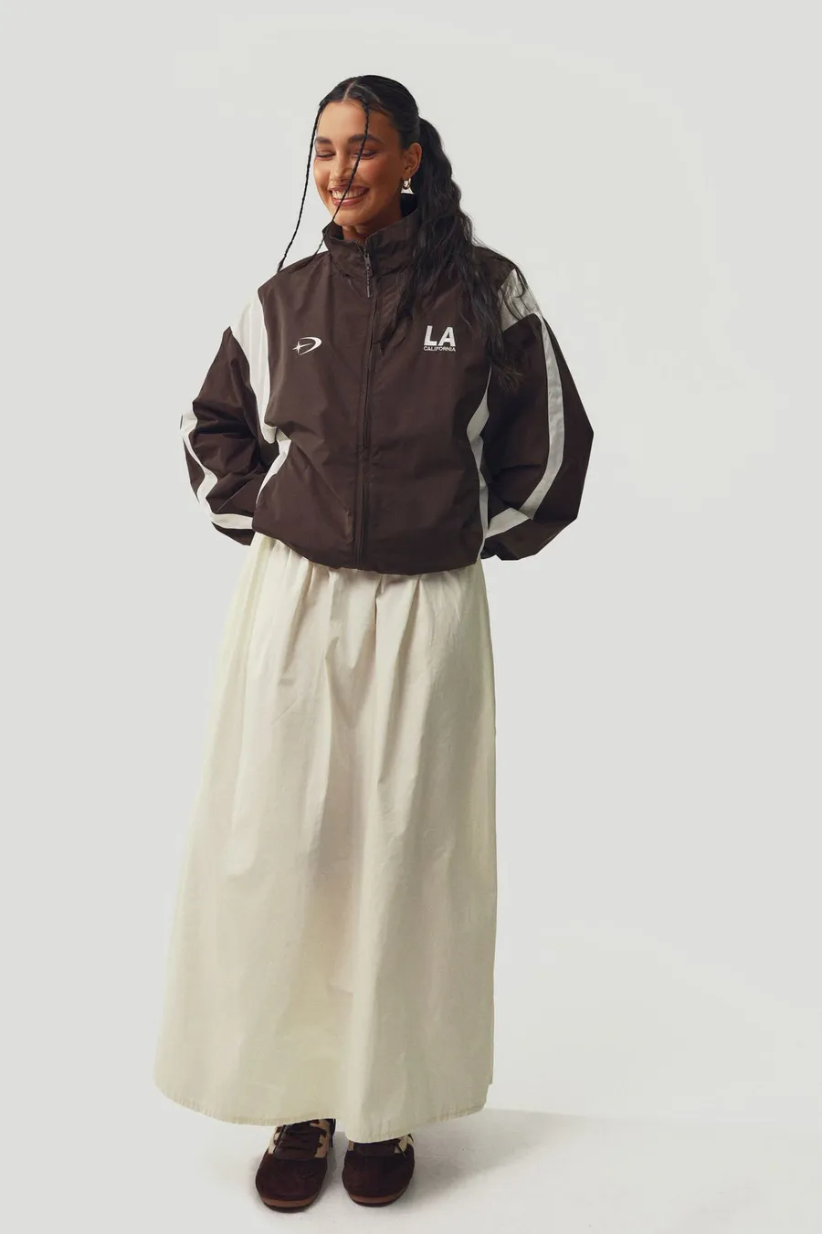 Casaco oversized em poliéster · Senhora · Castanho