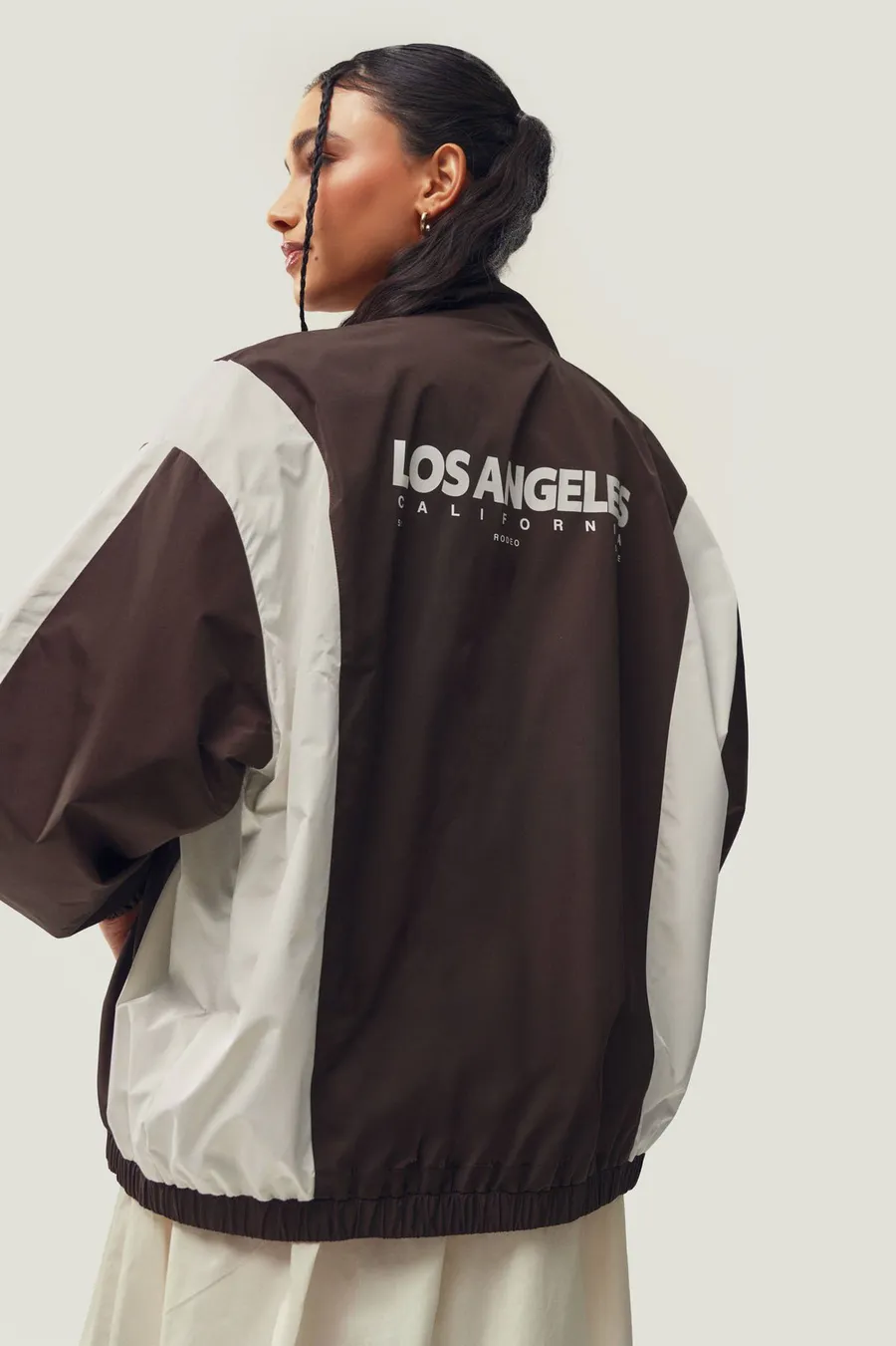 Casaco oversized em poliéster · Senhora · Castanho