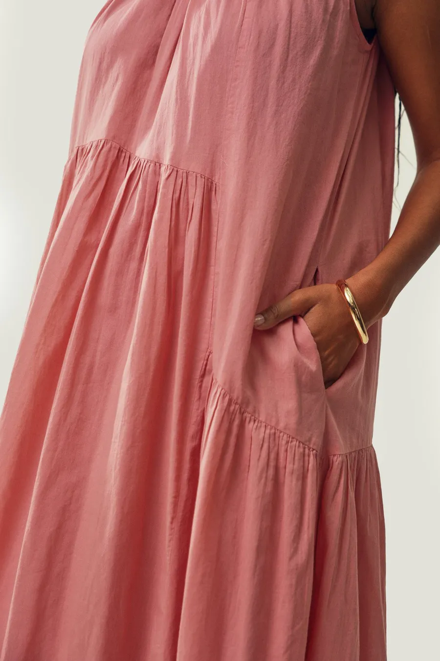 Vestido Trapeze em algodão · Senhora · Rosa