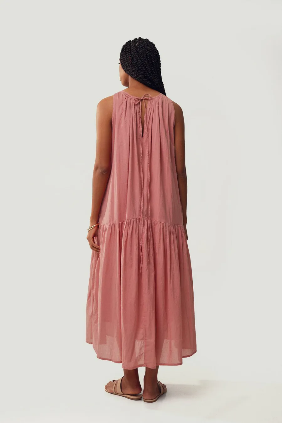 Vestido Trapeze em algodão · Senhora · Rosa