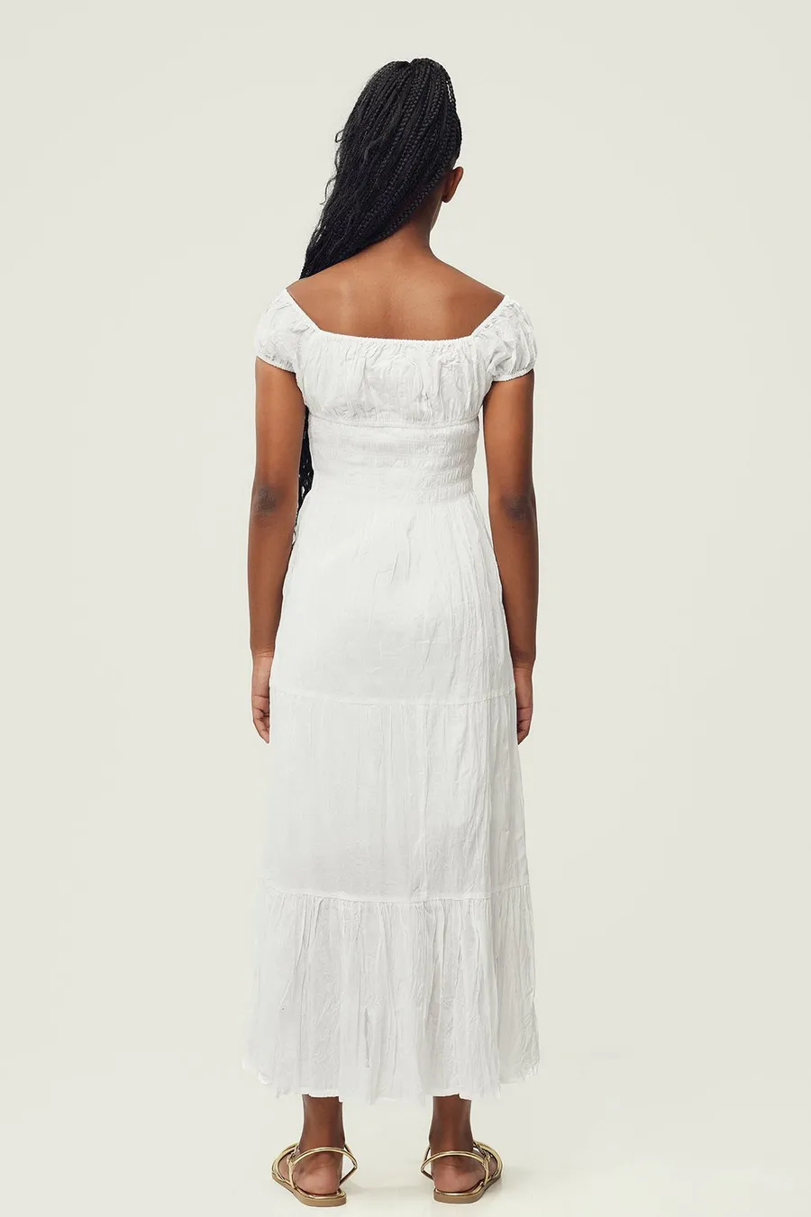 Vestido boca de sino Fit em algodão · Menina · Branco