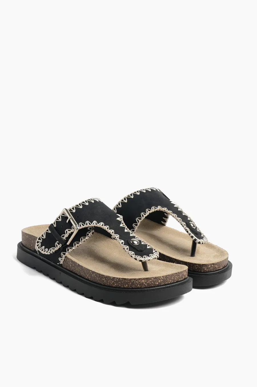 Chinelos plataforma Thong em poliéster · Senhora · Preto