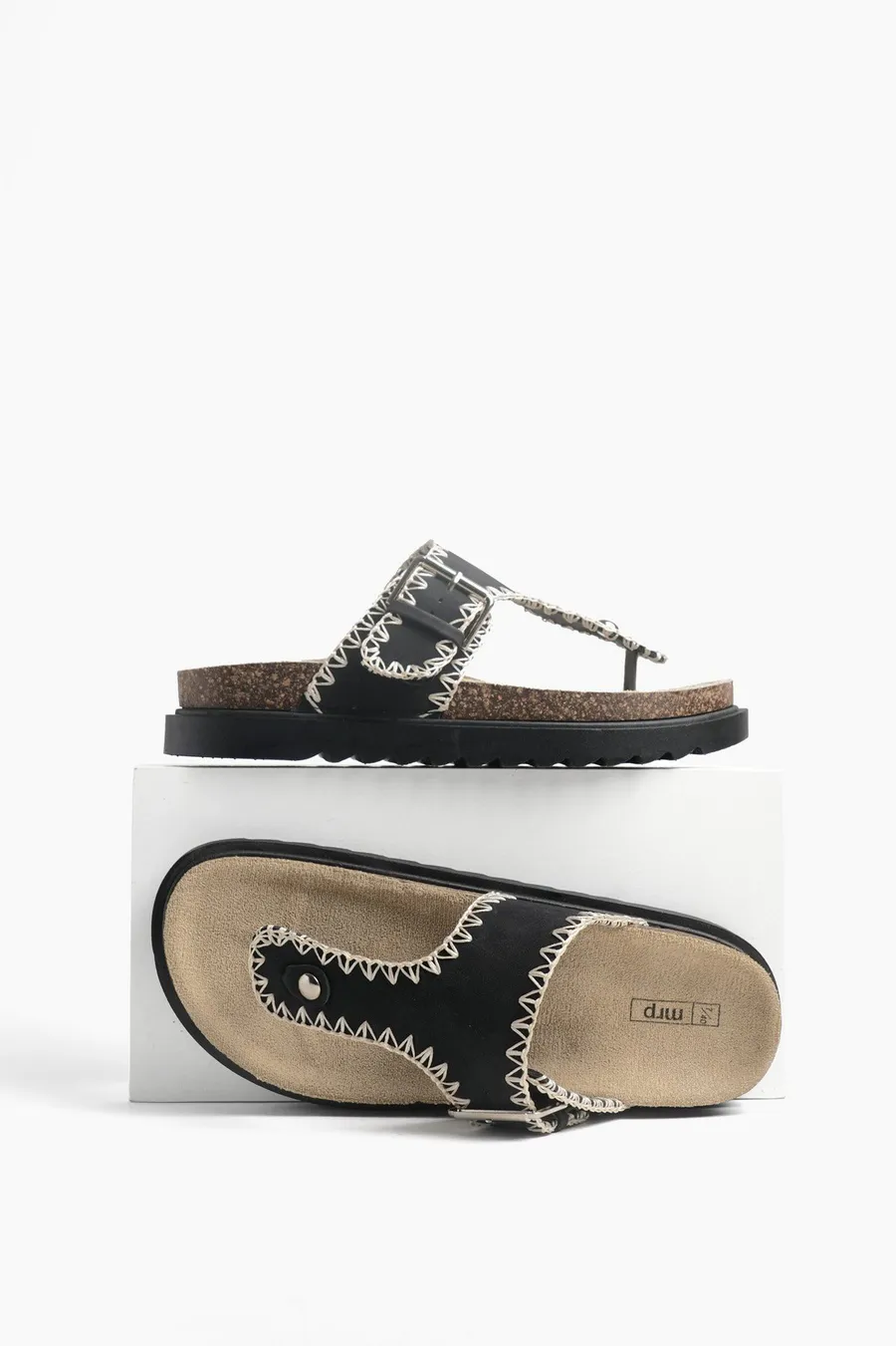 Chinelos plataforma Thong em poliéster · Senhora · Preto