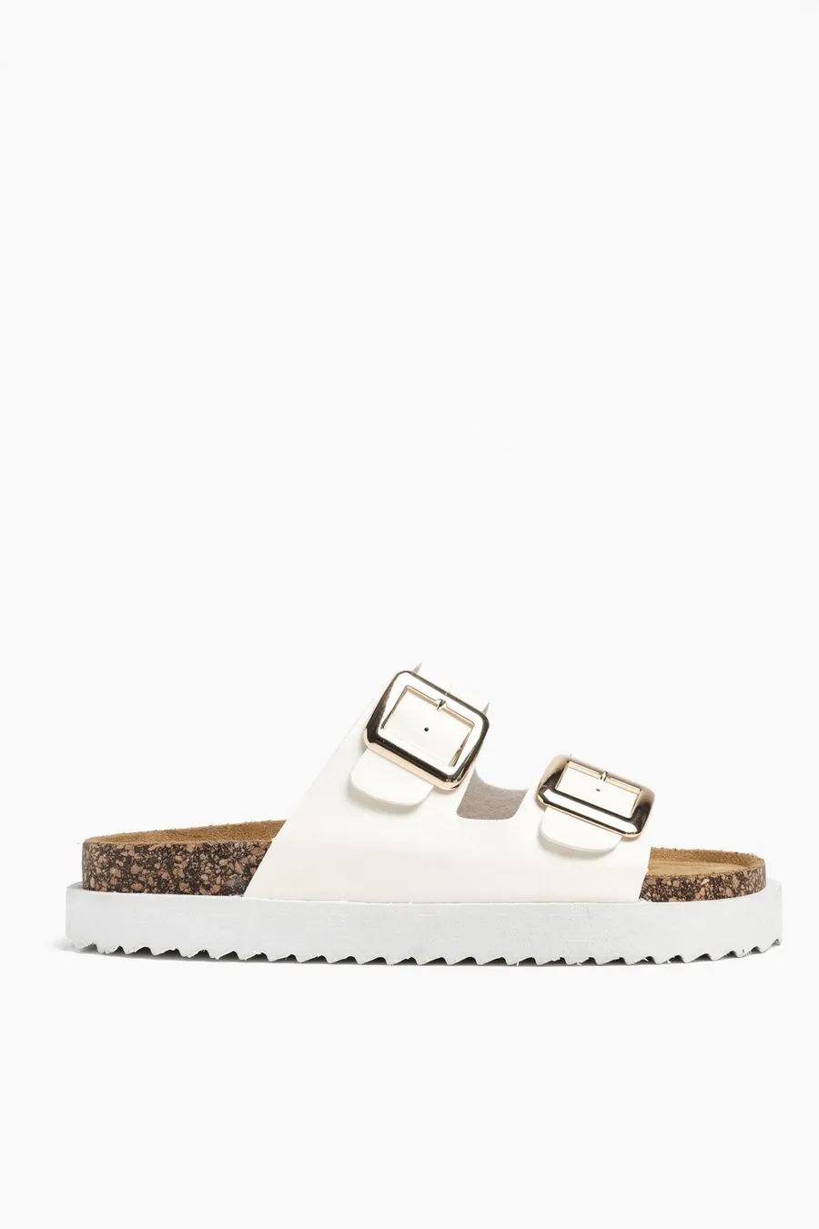 Chinelos plataforma Double Buckle em poliéster · Senhora · Branco