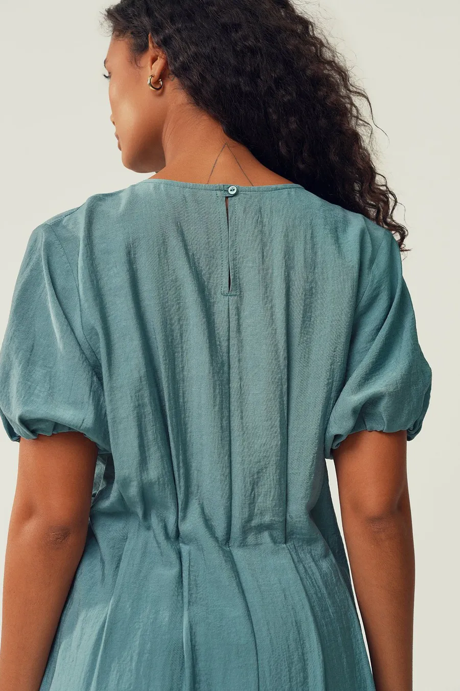 Vestido boca de sino Fit · Senhora · Verde Azulado