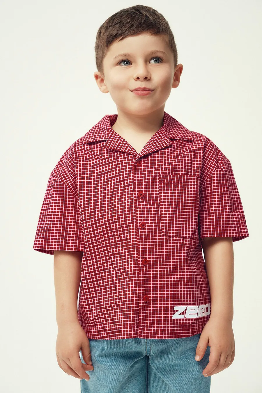Camisa Boxy em algodão · Menino · Vinho