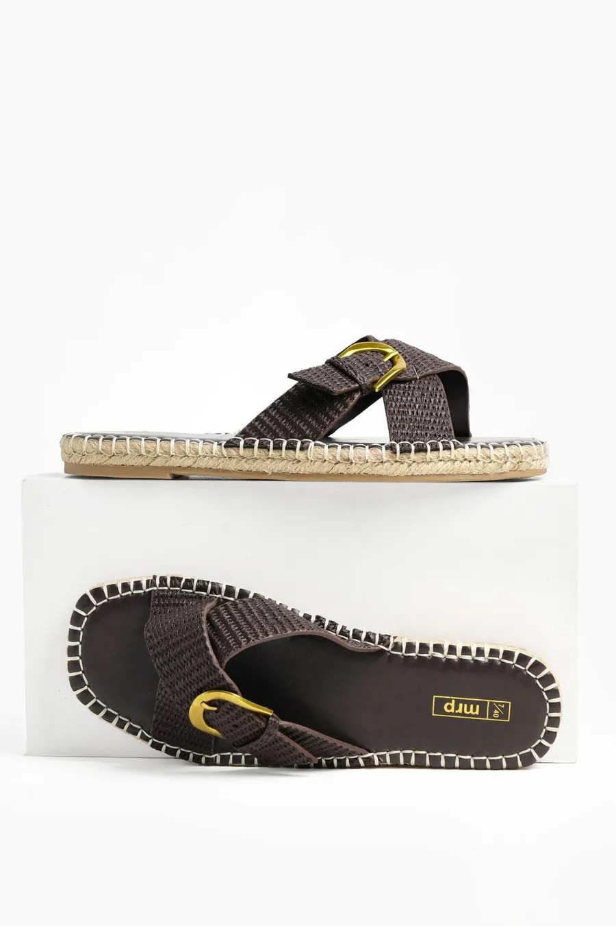 Sandálias Espadrille em poliéster · Senhora · Castanho
