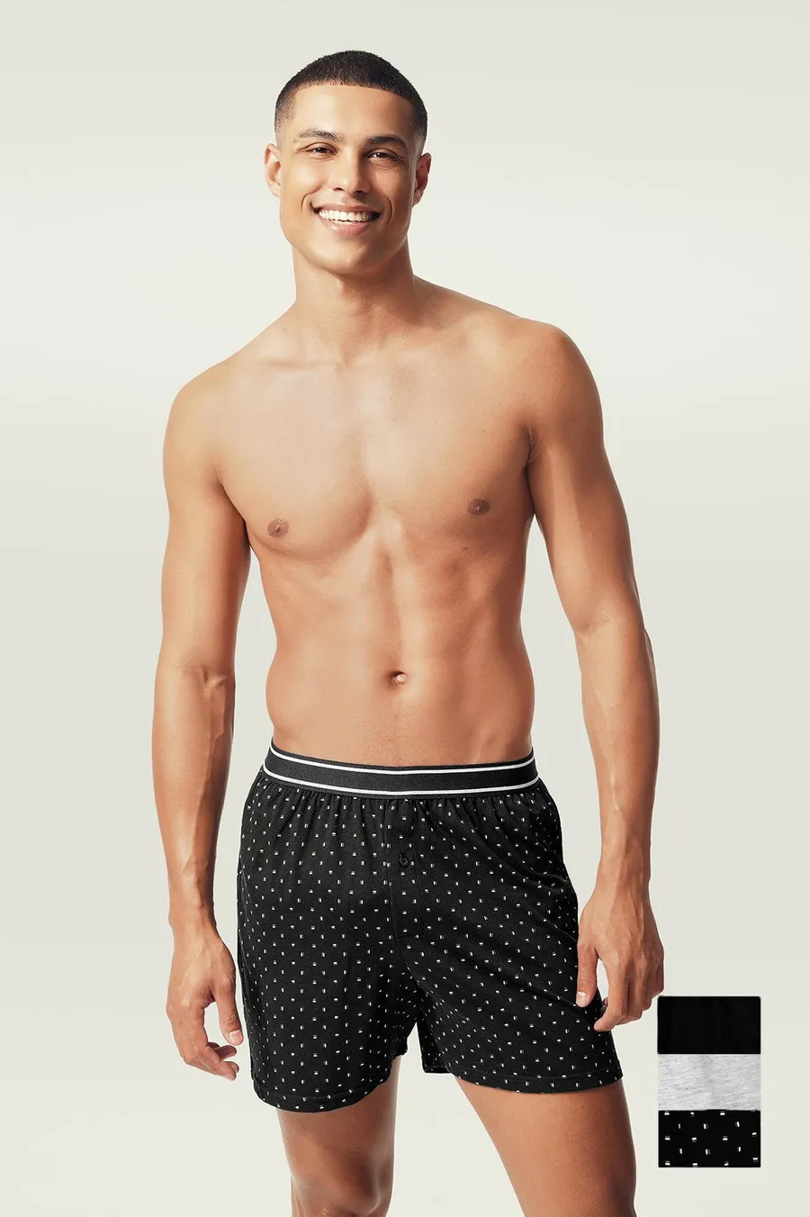 Boxers pack de 3 em algodão · Homem · Preto