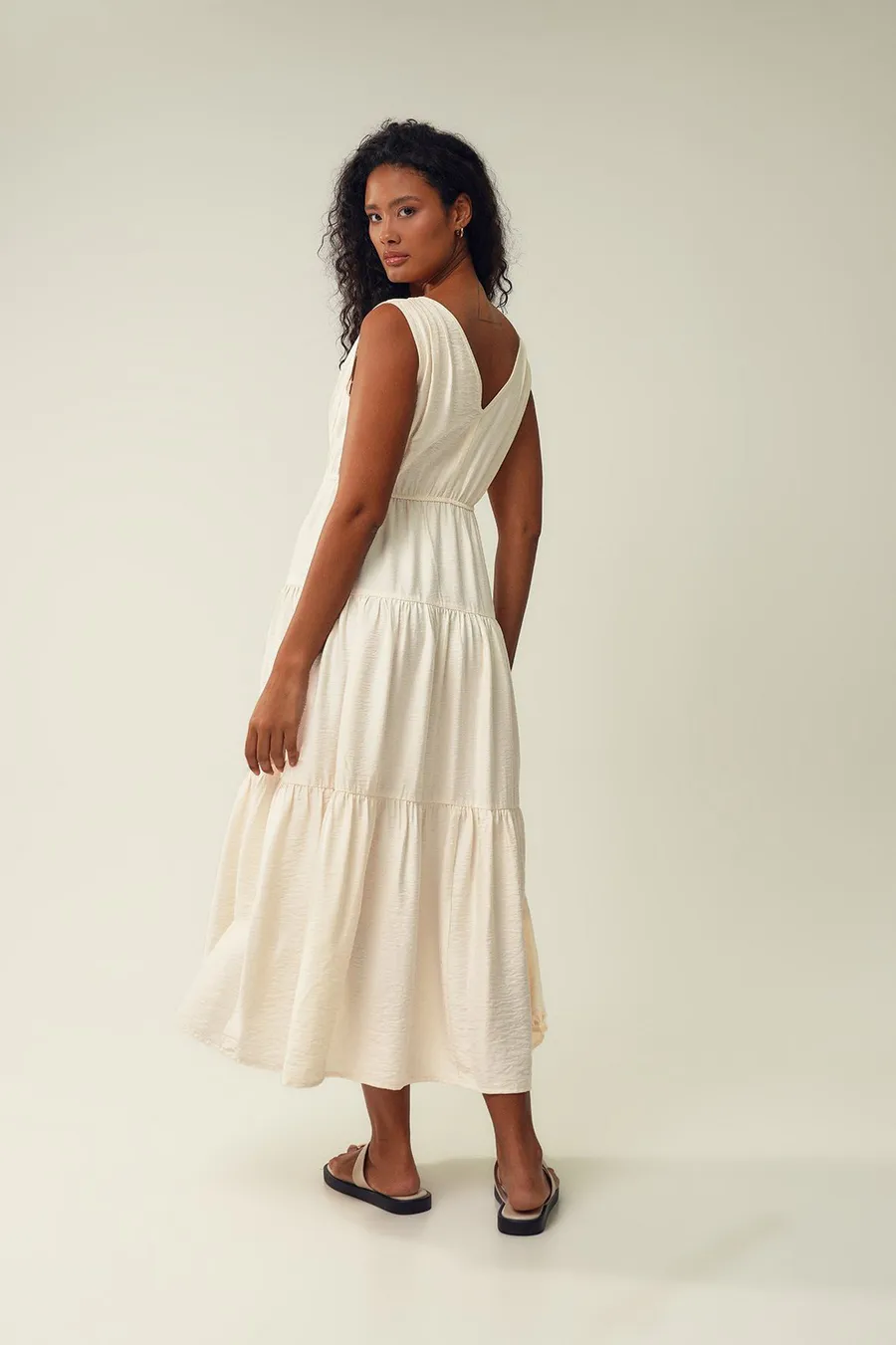 Vestido boca de sino Fit · Senhora · Branco