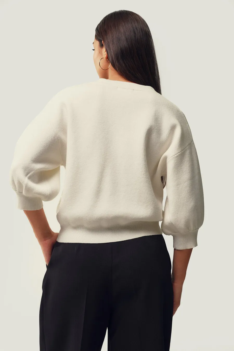 Casaco de malha · Senhora · Creme · Modelo 2