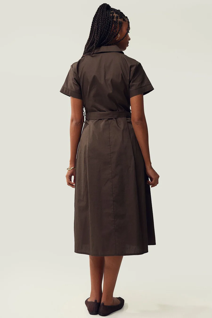 Vestido em algodão · Senhora · Castanho