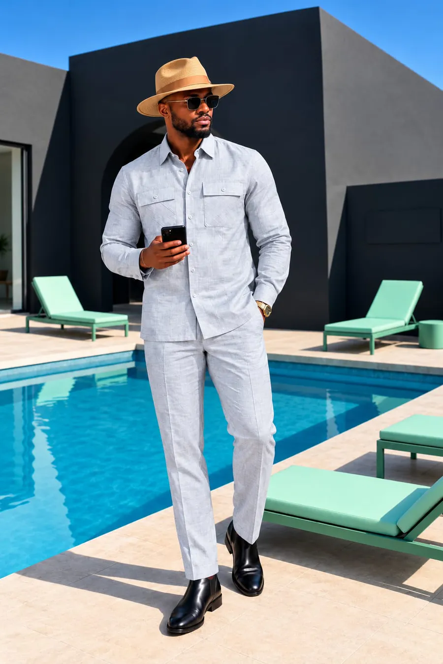 Conjunto de Camisa e Calças em Linho