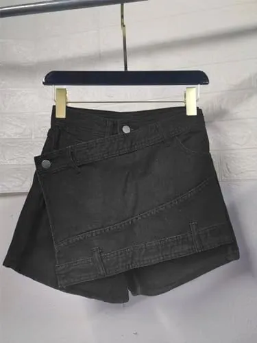 Skort Jeans Feminino Cintura Alta Estilo Coreano
