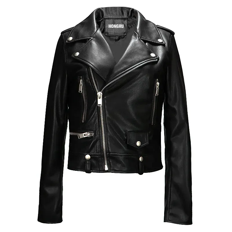 Jaqueta Feminina Punk Street Couro Outono/Inverno · Preto
