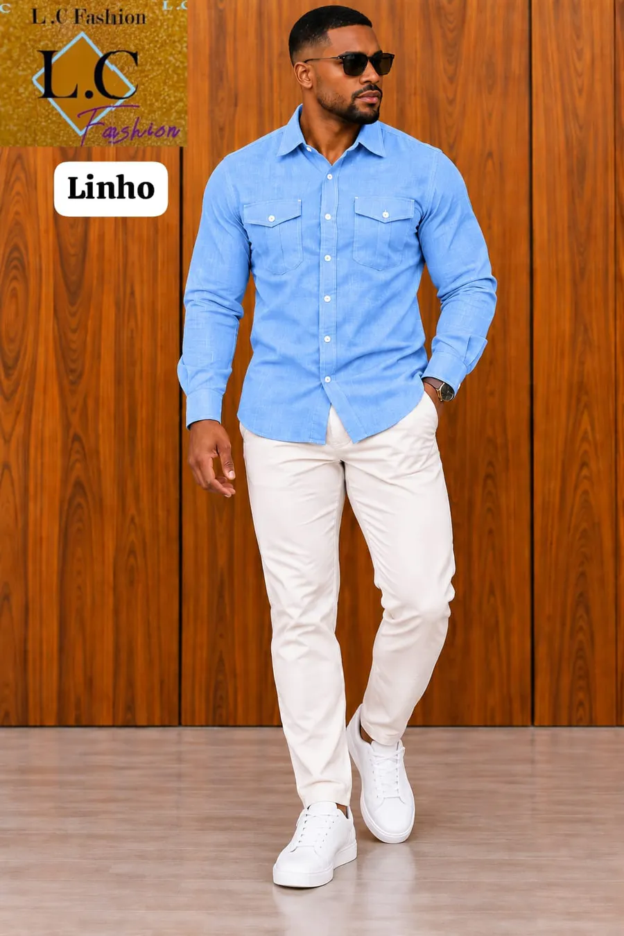 Camisa de Linho com Bolsos Frontais