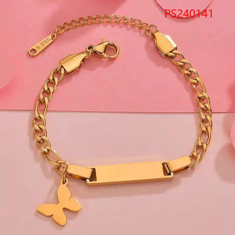 Pulseira Dourada Borboleta Charme Inoxidável