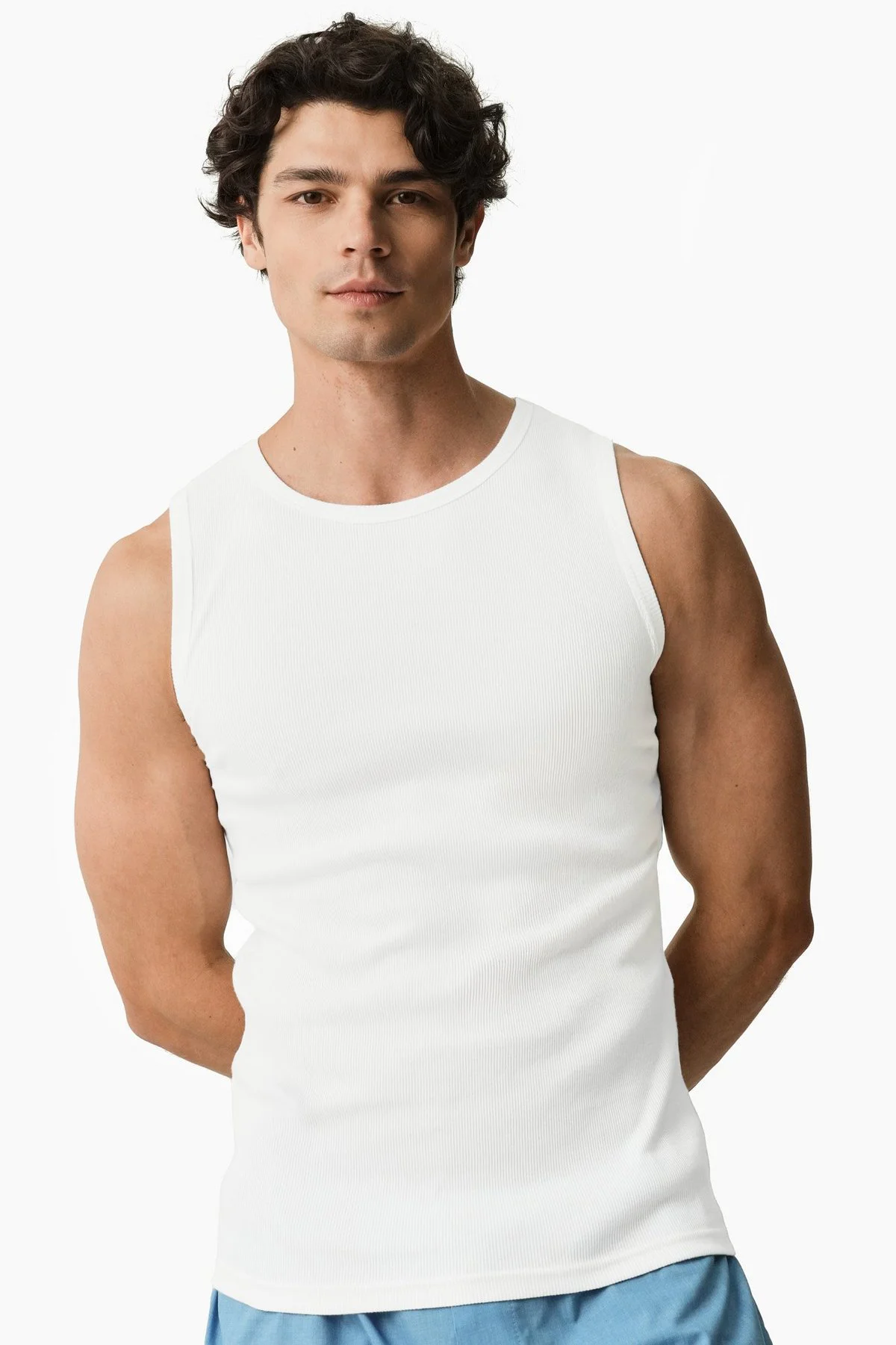 Top de alças Sleep em algodão · Homem · Branco · Modelo 2