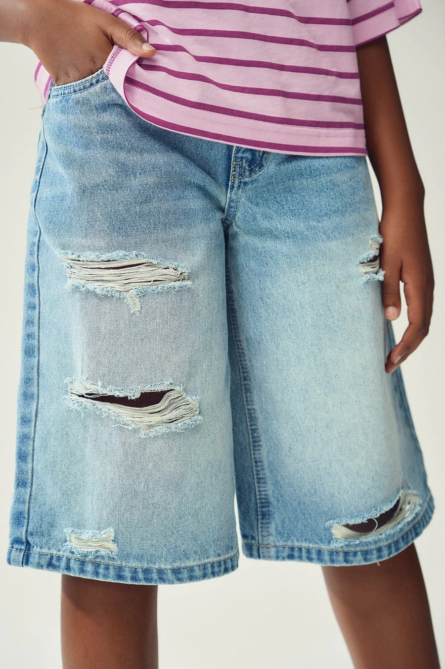 Calções de ganga Baggy · Menina
