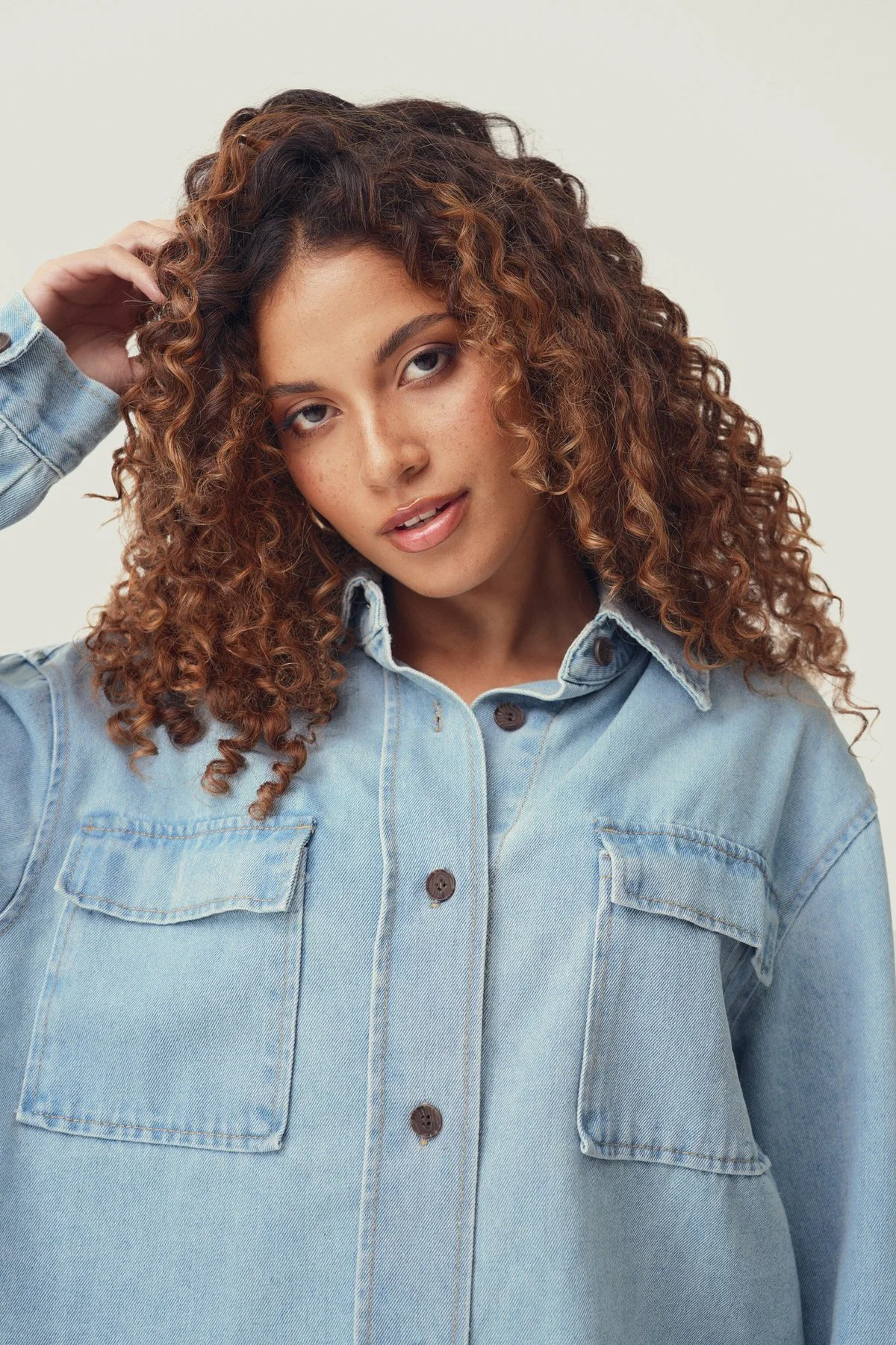 Camisa de ganga · Senhora · Azul · Modelo 2