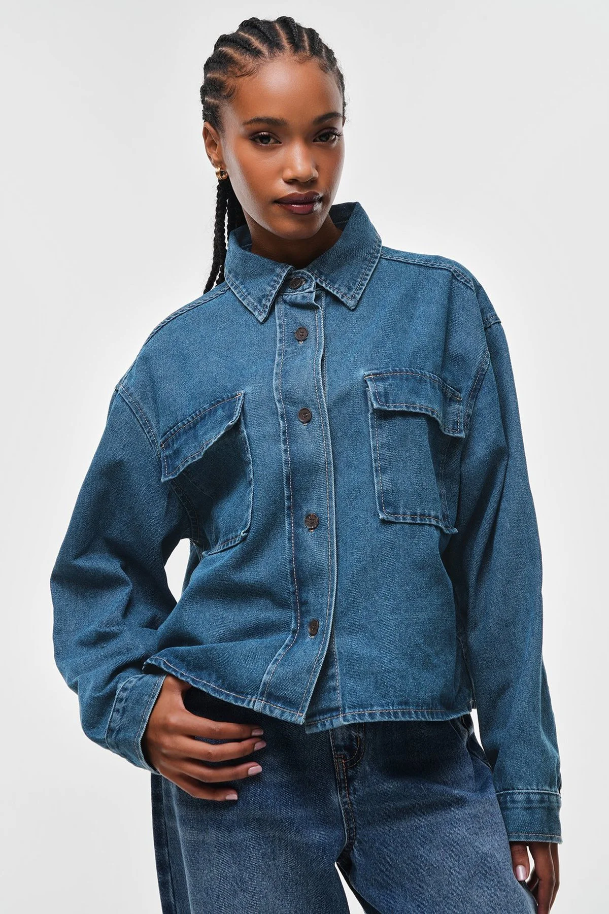 Camisa de ganga · Senhora · Azul Marinho