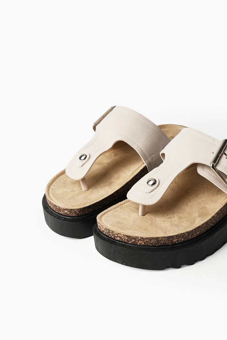 Chinelos plataforma Thong em poliuretano · Senhora · Branco Sujo