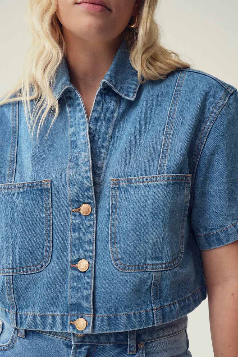 Camisa de ganga · Senhora · Creme
