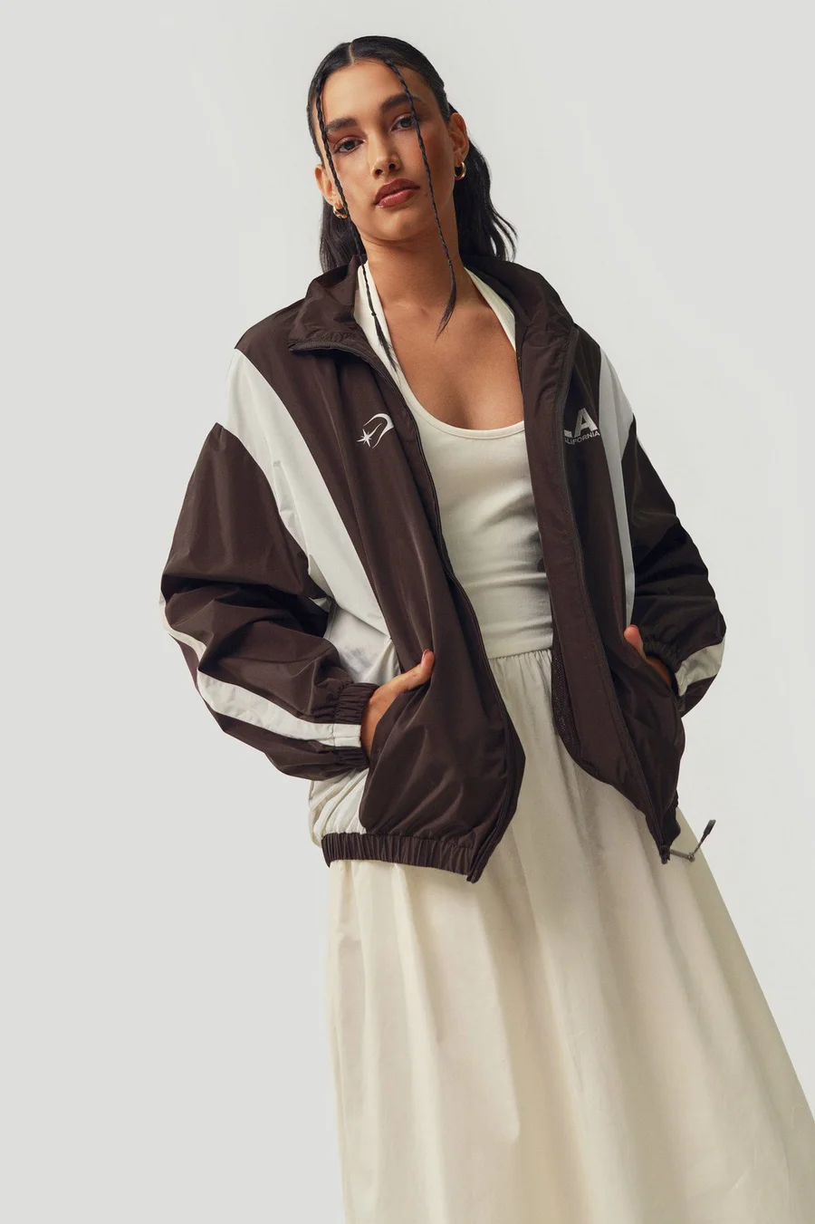 Casaco oversized em poliéster · Senhora · Castanho