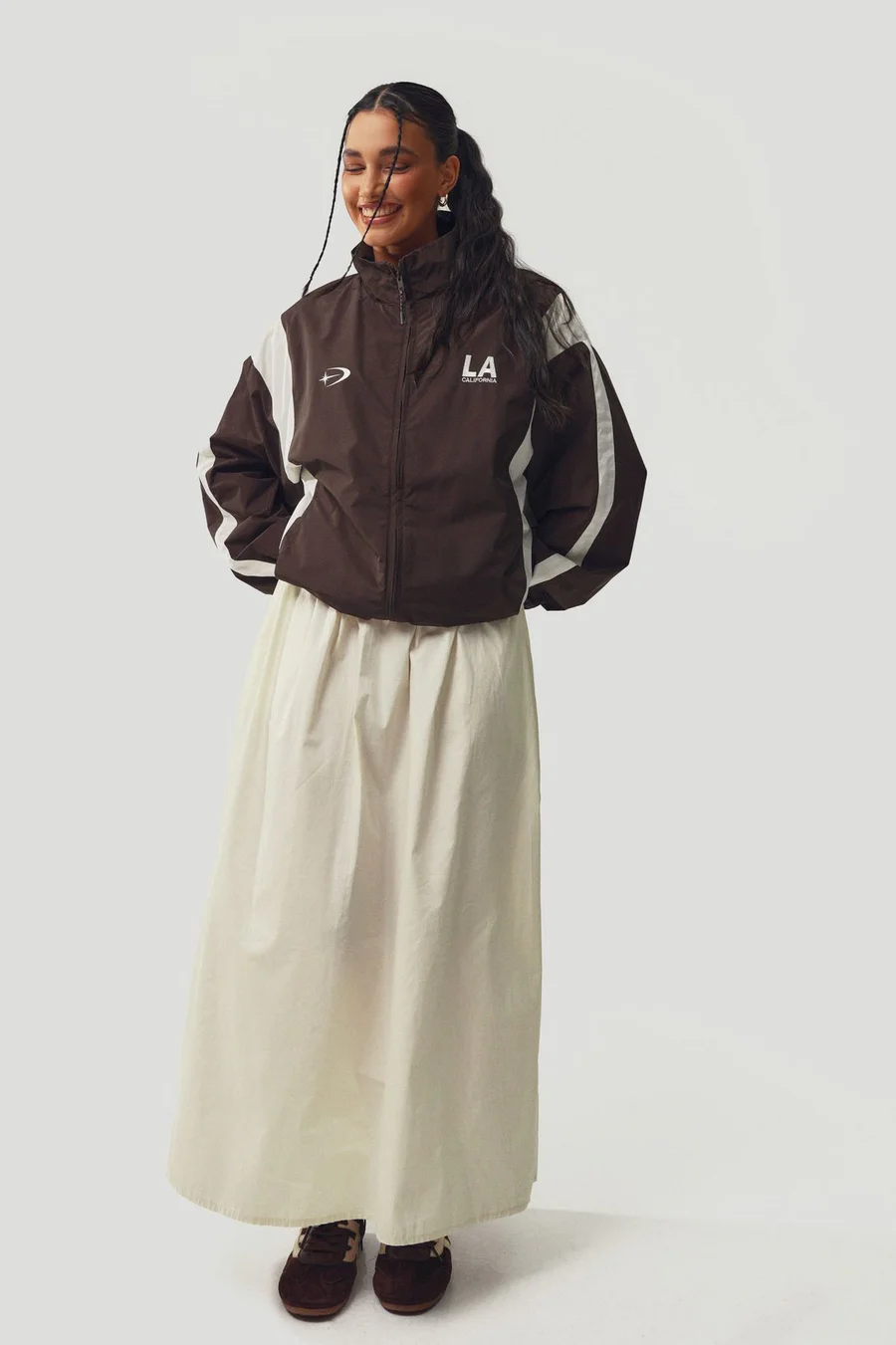 Casaco oversized em poliéster · Senhora · Castanho