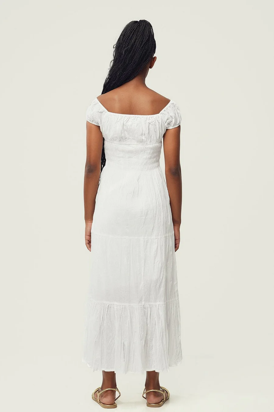 Vestido boca de sino Fit em algodão · Menina · Branco