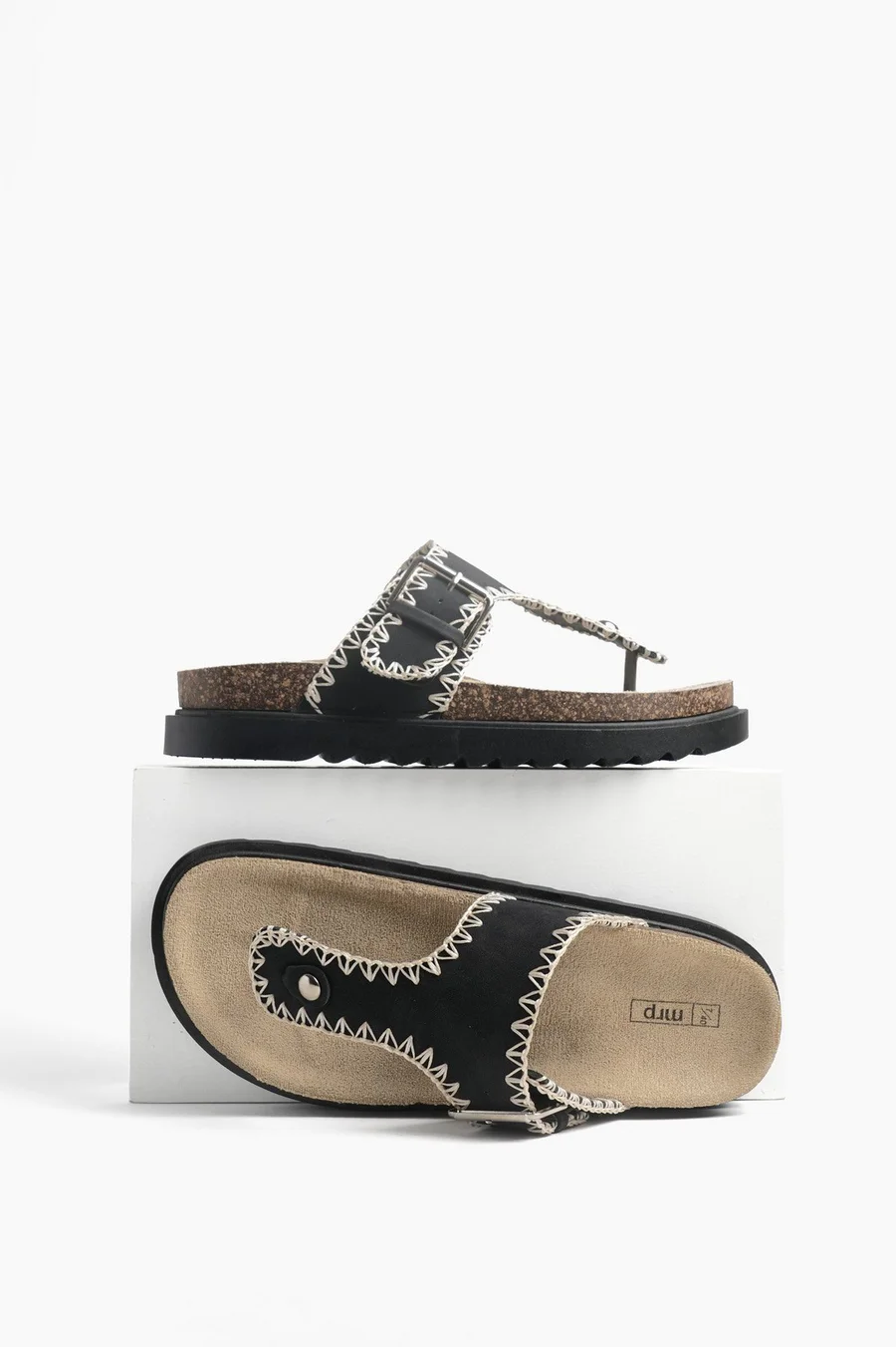 Chinelos plataforma Thong em poliéster · Senhora · Preto