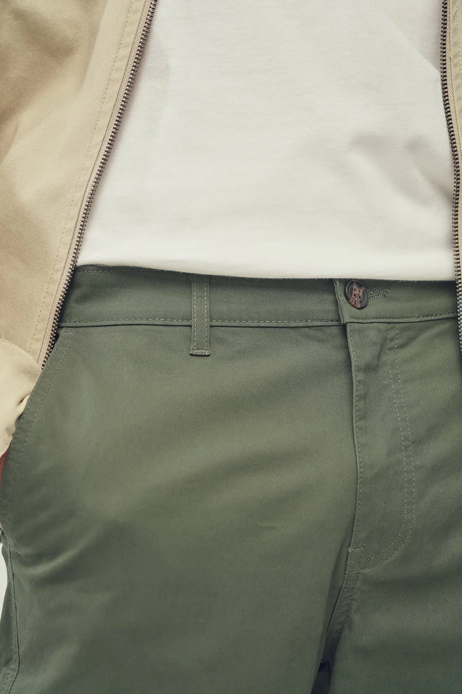 Calças slim elástico · Homem · Verde Oliveira