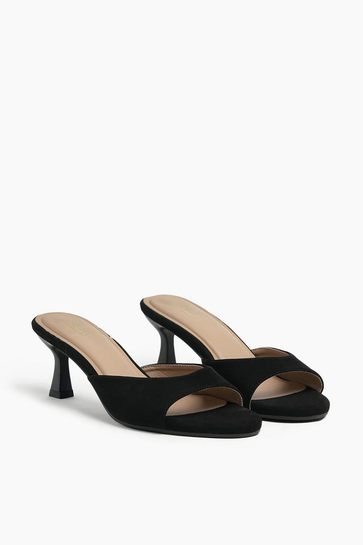 Sapatos de salto camurça Kitten em poliuretano · Senhora · Preto